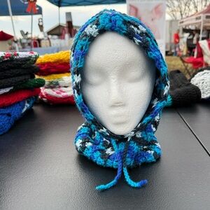 Handmade Blue and Black Crochet Pouch